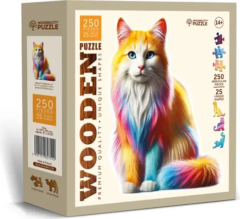 Wooden City Holzpuzzle Regenbogenkatze 250 Teile / ab 14 Jahren