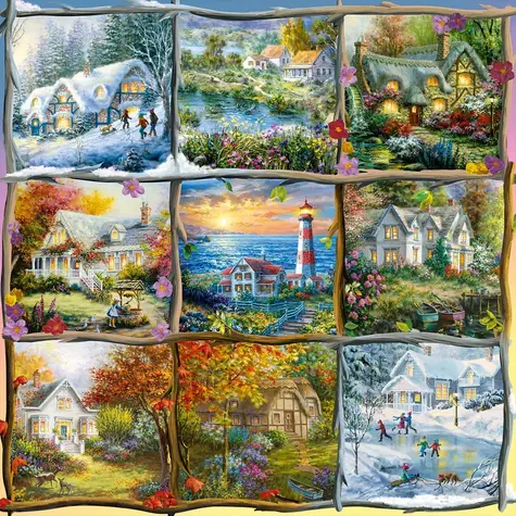 ALIPSON Quadratisches Puzzle Collage der vier Jahreszeiten / 1000 Teile / ab 14 Jahren