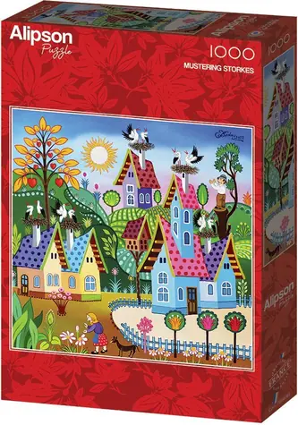 ALIPSON Quadratisches Puzzle „Storchensammlung“ / 1000 Teile / ab 14 Jahren