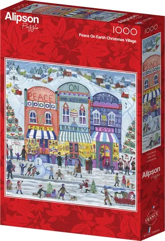 ALIPSON Quadratisches Puzzle Weihnachtsdorf Frieden auf Erden / 1000 Teile / ab 14 Jahren