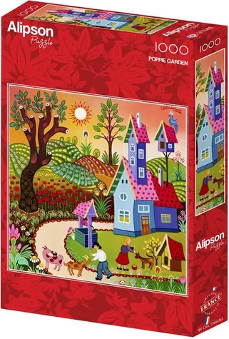 ALIPSON Quadratisches Puzzle Garten mit Mohnblumen / 1000 Teile / ab 14 Jahren