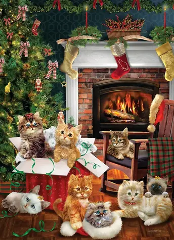 COBBLE HILL Puzzle Weihnachtskätzchen / 1000 Teile / ab 14 Jahren