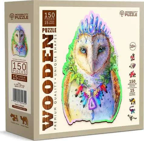 Wooden City Holzpuzzle Hübsche Eule / 150 Teile / ab 10 Jahren