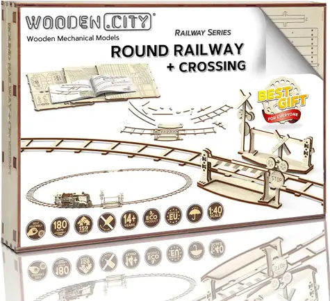 3D-Holzpuzzle „ Wooden City“ : Rundgleise mit Kreuzung / 159 Teile / ab 14 Jahren
