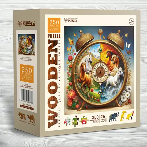Wooden City Holzpuzzle Pferdeuhr / 250 Teile / ab 14 Jahren