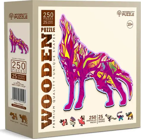 Wooden City Holzpuzzle „Heulender Wolf“ / 250 Teile / ab 10 Jahren