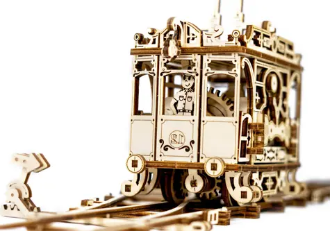 Wooden City 3D-Holzpuzzle Straßenbahn mit Schienen / 273 Teile / ab 14 Jahren