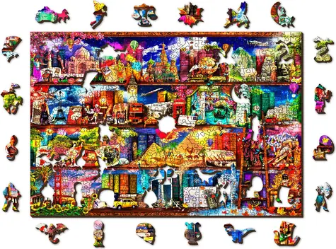 Wooden City - Reise-Bücherregal aus Holzpuzzle / 505 Teile / ab 14 Jahren