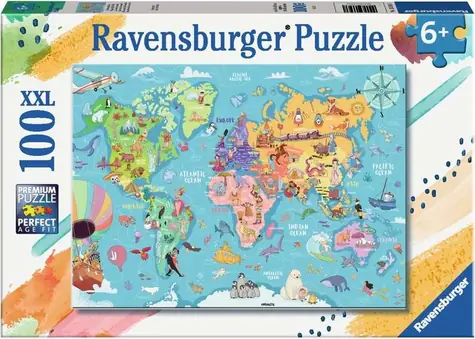 Ravensburger Puzzle Weltkarte XXL / 100 Teile / ab 6 Jahren