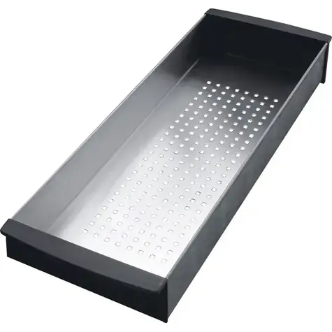 Franke Zubehör - Abtropfschale für Spülbecken, 156 x 439 x 54 mm, Edelstahl/schwarzer Kunststoff 