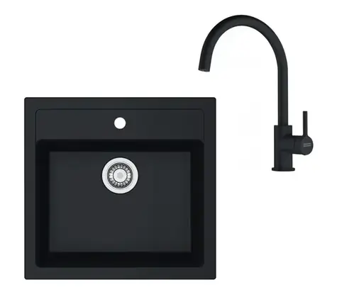 Franke Sets - Küchenset T122Č Tectonite Spüle SID 610 und Armatur FC 6018.901 schwarz/matt schwarz