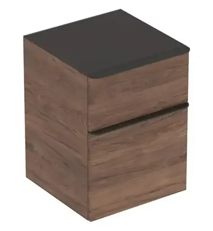 Geberit Smyle Square - Beistellschrank aus Hickory-Walnussholz / 2 Schubladen