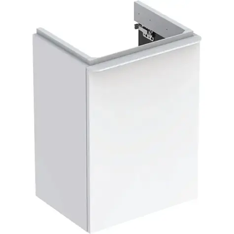 Geberit Smyle Square - Waschtischunterschrank, Hochglanzweiß/Mattweiß, 44 x 36 x 62 cm, 1 Tür, links angeschlagen