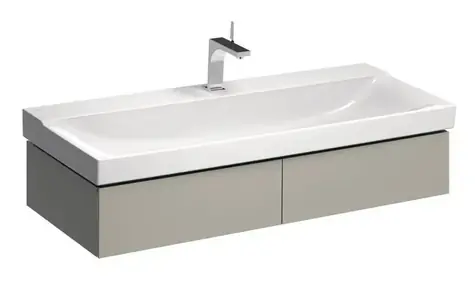 Geberit Xeno 2 - Waschtischunterschrank 120 cm mit LED-Beleuchtung, grau-beige / 2 Schubladen, 