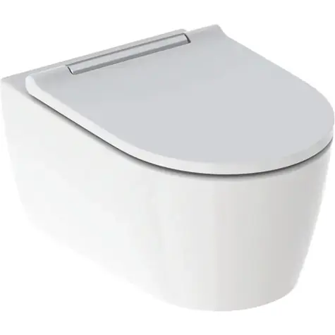 Geberit ONE - Wand-WC mit Softclose-Sitz | TurboFlush | KeraTect | Weiß/Chrom 