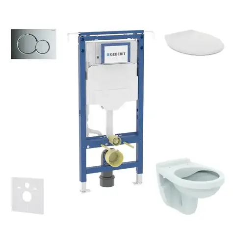 Geberit Duofix - Vorwandmontage-Set | Alpha WC mit Sitz | Sigma01 | Chrom glänzend 