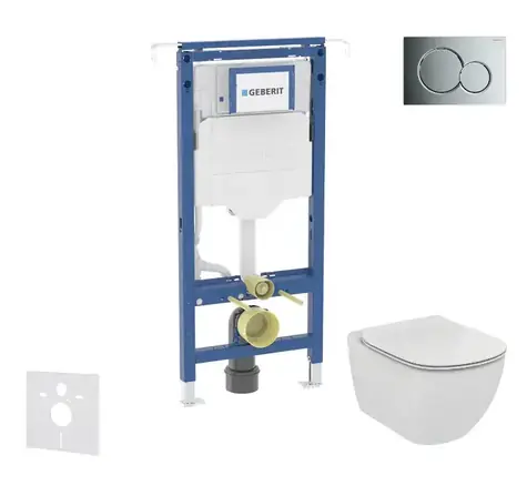 Geberit Duofix - Vorwandmontage-Set | WC und Sitz Ideal Standard Tesi | Sigma01 | Chrom glänzend 