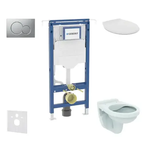 Geberit Duofix - Vorwandmontage-Set | Alpha WC mit Sitz | Sigma01 | Mattchrom 