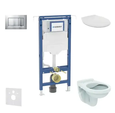 Geberit Duofix - Vorwandmontage-Set | Alpha WC mit Sitz | Sigma20 | mattchrom/chrom 