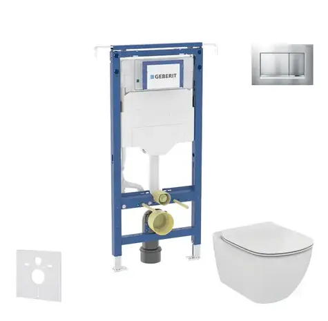 Geberit Duofix - Vorwandmontage-Set | WC und Sitz Ideal Standard Tesi | Sigma20 | Chrom matt/Chrom 