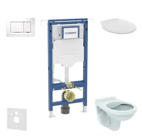 Geberit Duofix - Vorwandmontage-Set | Alpha WC mit Sitz | Sigma20 | Weiß/Chrom 
