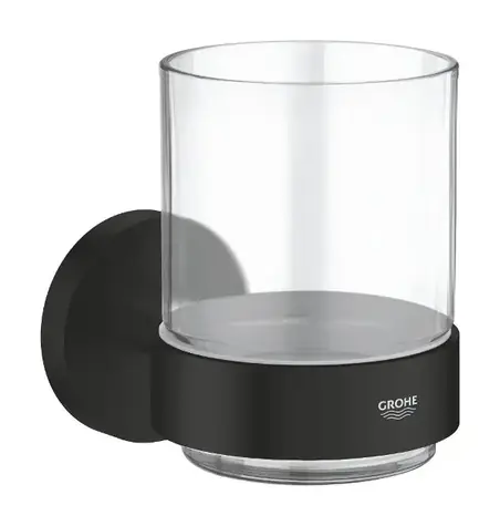 Grohe QuickFix Start - Zahnbürsten- und Zahnpastahalter Glas/Mattschwarz 