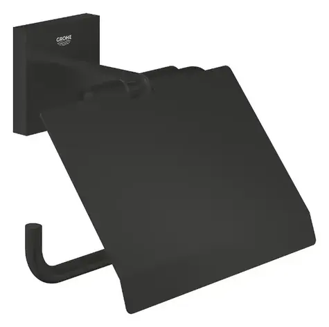 Grohe QuickFix Start Cube - Toilettenpapierhalter mit Deckel, matt schwarz 