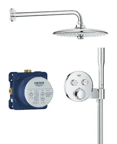 Grohe Precision SmartControl - Duschset mit Unterputzthermostat, Durchmesser 26 cm | 3 Strahlarten | Chrom 