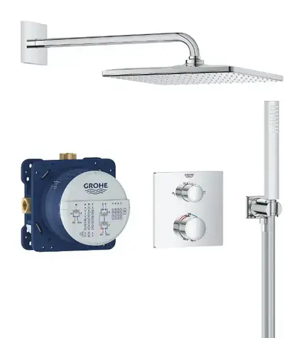 Grohe Precision - Duschset mit Unterputzthermostat 31x31 cm Chrom 