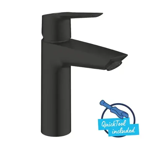 Grohe QuickFix Start - Waschtischarmatur mit Push-Open-Auslauf, mattschwarz 