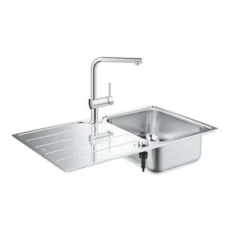 Grohe Spülbecken - K500 Spülbecken-Set und Minta Armatur, gebürsteter Edelstahl/Chrom 
