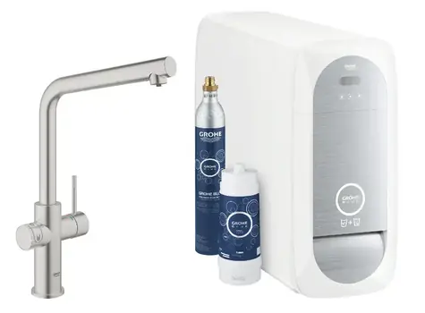 Grohe Blue Home - Spültischarmatur mit Kühlvorrichtung und Supersteel-Filter 