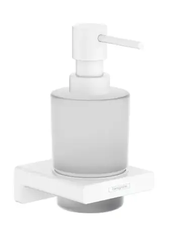 Hansgrohe AddStoris - Seifenspender mit Halterung, satiniertes Glas/mattweiß
