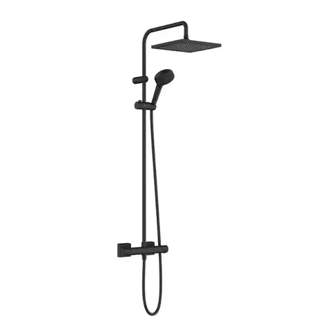 Hansgrohe Vernis Shape - Duschset Showerpipe 240 mit Thermostat | 2 Strahlarten | EcoSmart | Mattschwarz