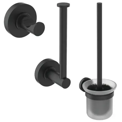 Ideal Standard IOM - Badezimmer-Accessoire-Set | Milchglas/Schwarz 