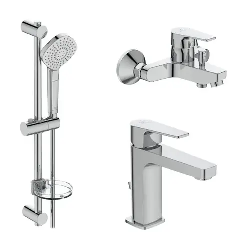 Ideal Standard Esla - Duschset mit Badewannen- und Waschtischarmatur | 3 Düsen | Chrom 