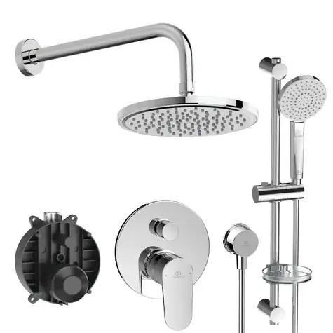 Ideal Standard Cerafine O - Duschset mit Unterputzmischer | mit Duschkörper | 3 Düsen | Durchmesser 20 cm | Chrom 