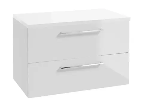 kielle Vega - Waschtischunterschrank inklusive Waschtischplatte 80x50x46 cm | Hochglanzweiß