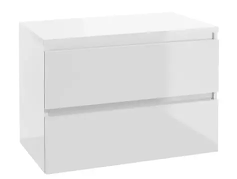 kielle Nefia - Waschtischunterschrank inklusive Waschtischplatte 80x55x46 cm | Hochglanzweiß