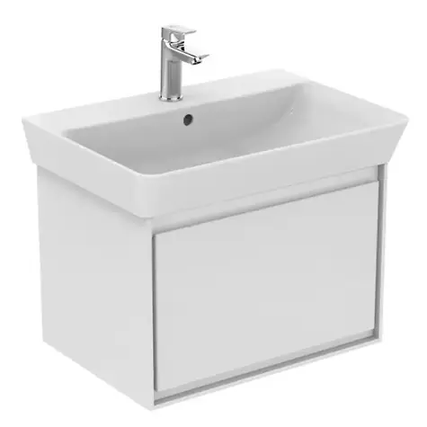 Ideal Standard Connect Air - Cube Waschtischunterschrank 65 cm | 58 x 41 x 40 cm | Hochglanzweiß/Mattweiß