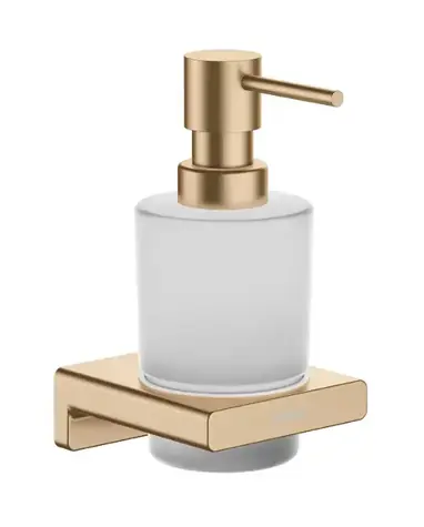 Hansgrohe AddStoris - Seifenspender mit Halterung | Milchglas/gebürstete Bronze
