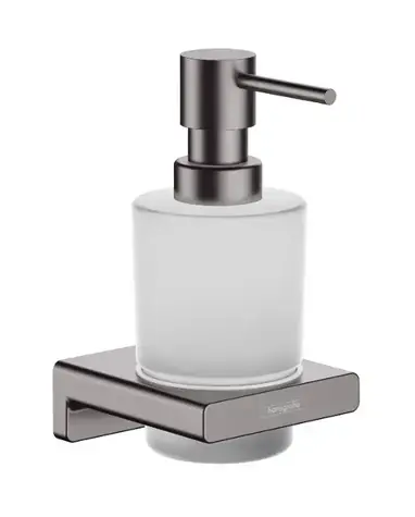 Hansgrohe AddStoris - Seifenspender mit Halterung | Milchglas/gebürstetes Schwarzchrom