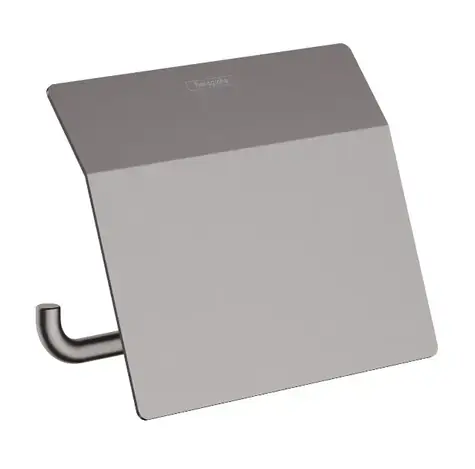 Hansgrohe AddStoris - Toilettenpapierhalter mit Deckel | Gebürstetes Schwarzchrom
