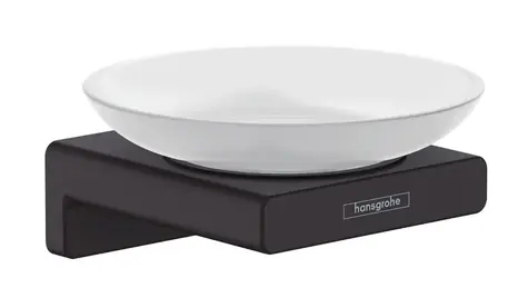 Hansgrohe AddStoris - Seifenschale mit Halter | Milchglas/Mattschwarz