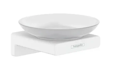 Hansgrohe AddStoris - Seifenschale mit Halter | Milchglas/Mattweiß