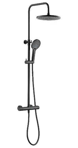 kielle - Duschset mit Thermostat, 24 cm, 3 Düsen, matt schwarz