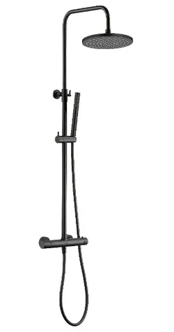 kielle - Duschset mit Thermostat, 20 cm, 1 Strahl, matt schwarz