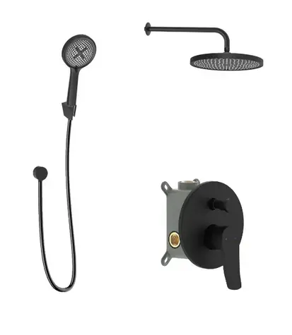 kielle - Duschset mit Unterputzmischer, für 2 Geräte, mit EcoSpare-Zubehör und -Körper, matt schwarz