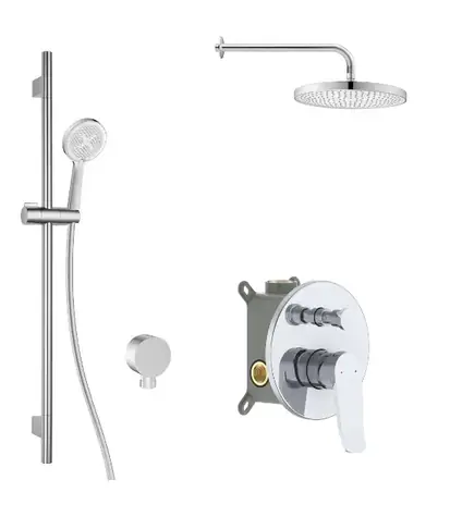 Kielle - Duschset mit Unterputzmischer für 2 Geräte, mit EcoSpare-Zubehör und -Körper, Chrom