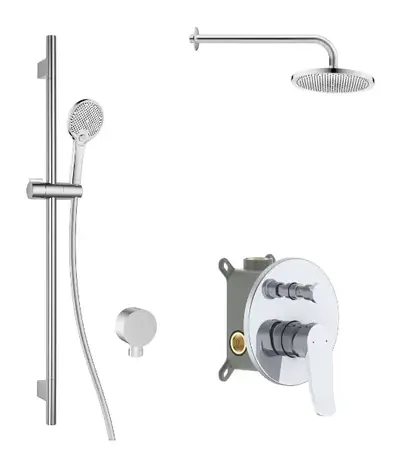Kielle - Duschset mit Unterputzmischer für 2 Geräte, mit EcoSpare-Zubehör und -Körper, Chrom